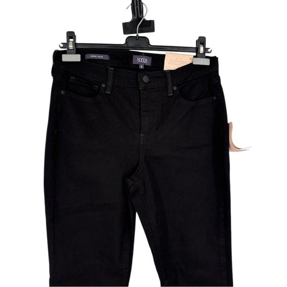 NYDJ Sheri Slim Jeans in Black size 8 Slimming NWT 5 Pocket - Picture 4 of 16